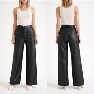 BlankNYC Baxter Faux Leather Wide Leg Pants High Rise Vegan Leather Trouser 25